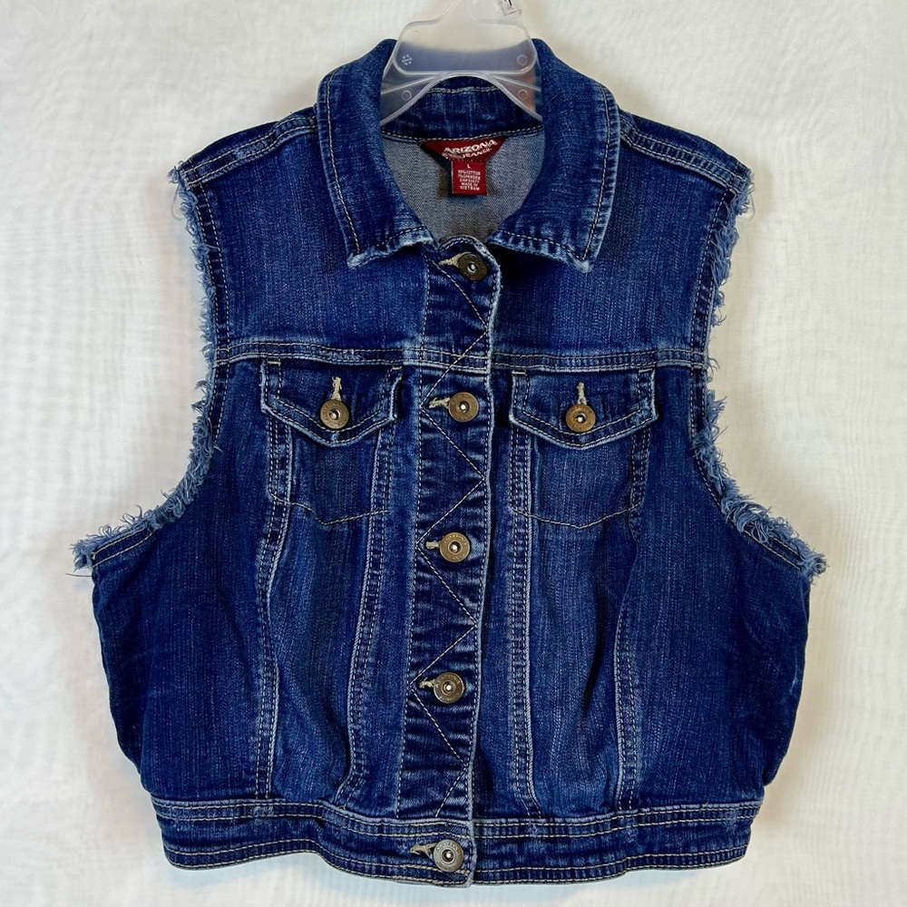 Arizona Girls Rustic Button Front Denim Vest / Large